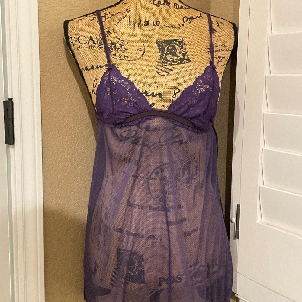 Lace Trim Purple Chemise